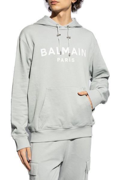 BALMAIN Luxury French Terry Logo Hoodie - Size L