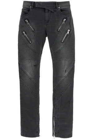 BALMAIN Men’s Distressed Moto Skinny Jeans Size 31