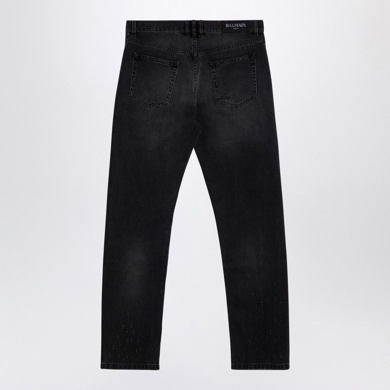 BALMAIN Urban Distressed Black Denim Jeans