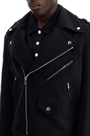 BALMAIN Luxury Cropped Wool Biker Jacket