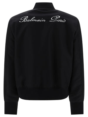BOMBER JACKET WITH BALMAIN SIGNATURE Embroidered ON THE BACK