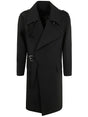 BALMAIN Classic Double Wool Crepe Belted Trench Coat for Men