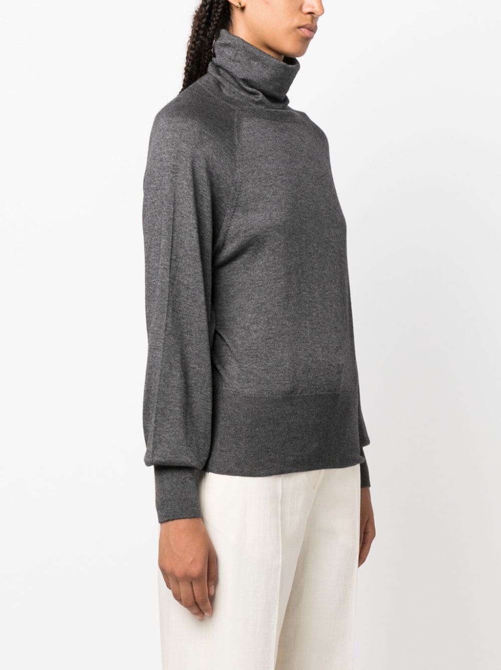 WILD CASHMERE Elegant Grey Cashmere and Silk Turtleneck Sweater