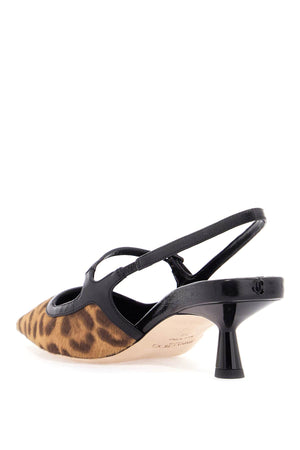 JIMMY CHOO Leopard Print Leather Pumps with 45mm Heel and Pointed Toe