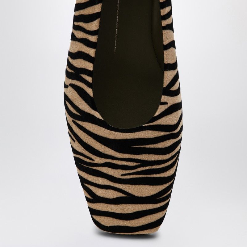 MARIA LUCA Zebra-Print Ballerina with Chain Ankle Strap