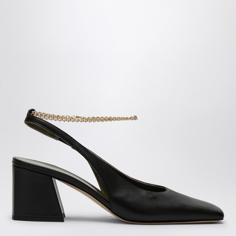 MARIA LUCA Chic Slingback Pumps with Chain Ankle Strap