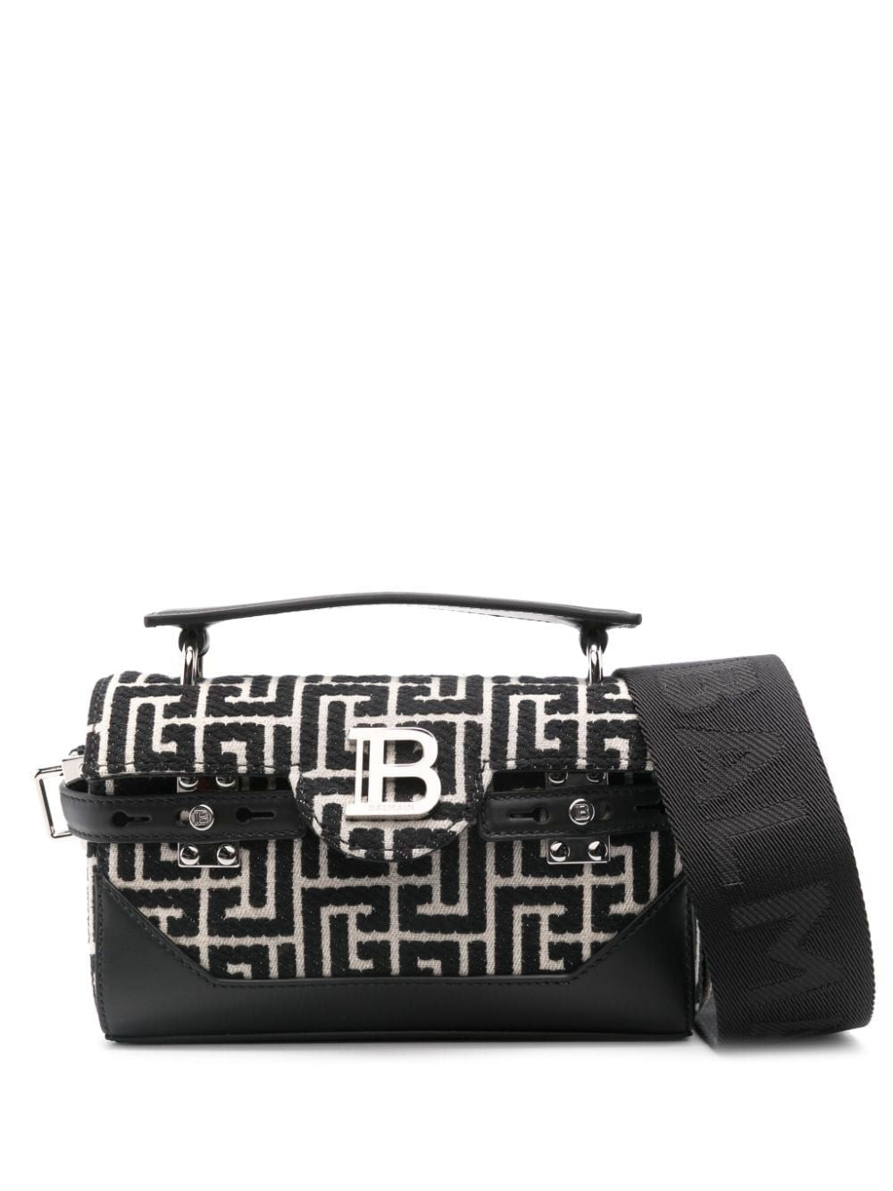 BALMAIN Ivory and Black Monogram Jacquard Mini Handbag