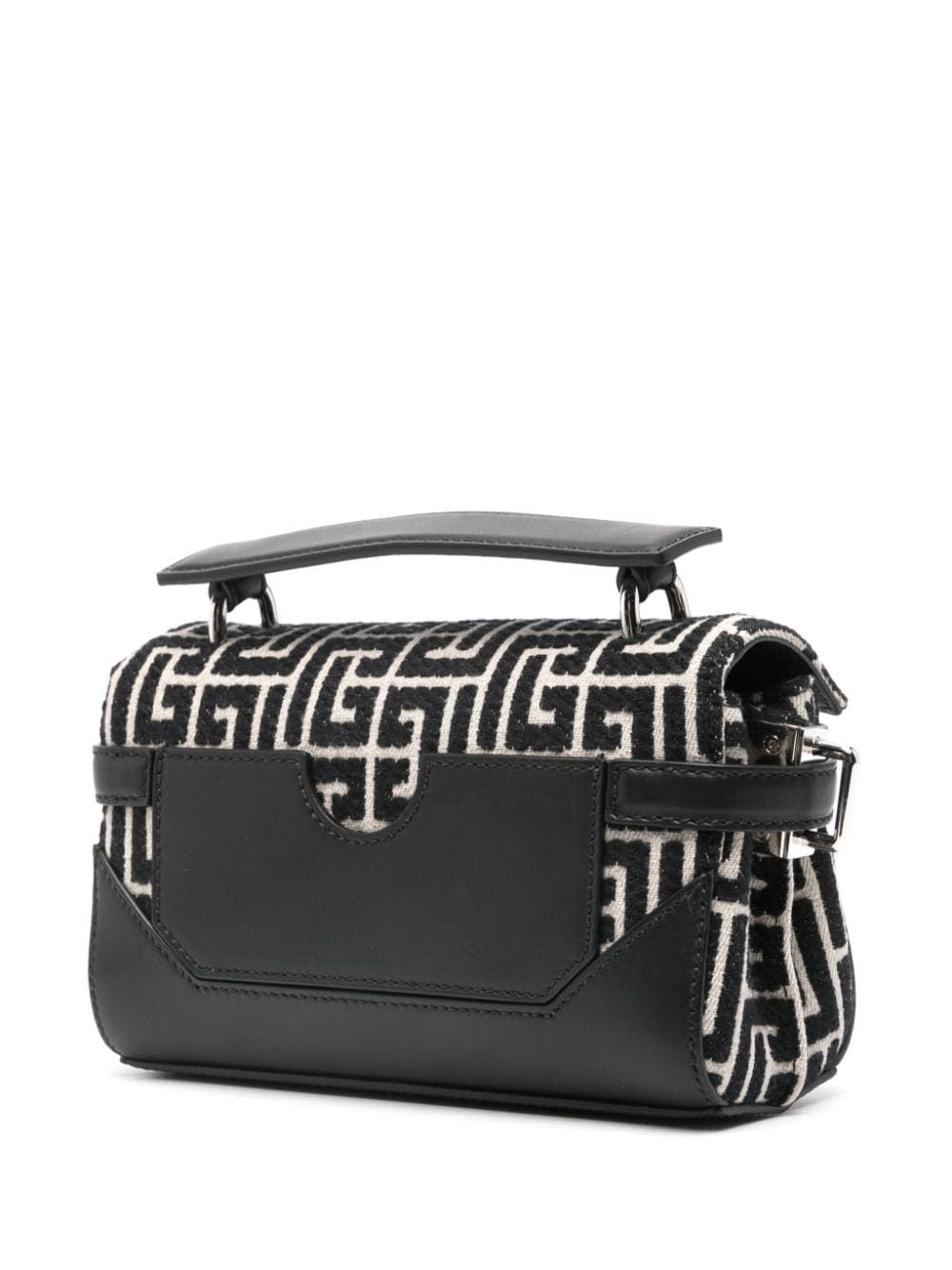 BALMAIN Ivory and Black Monogram Jacquard Mini Handbag