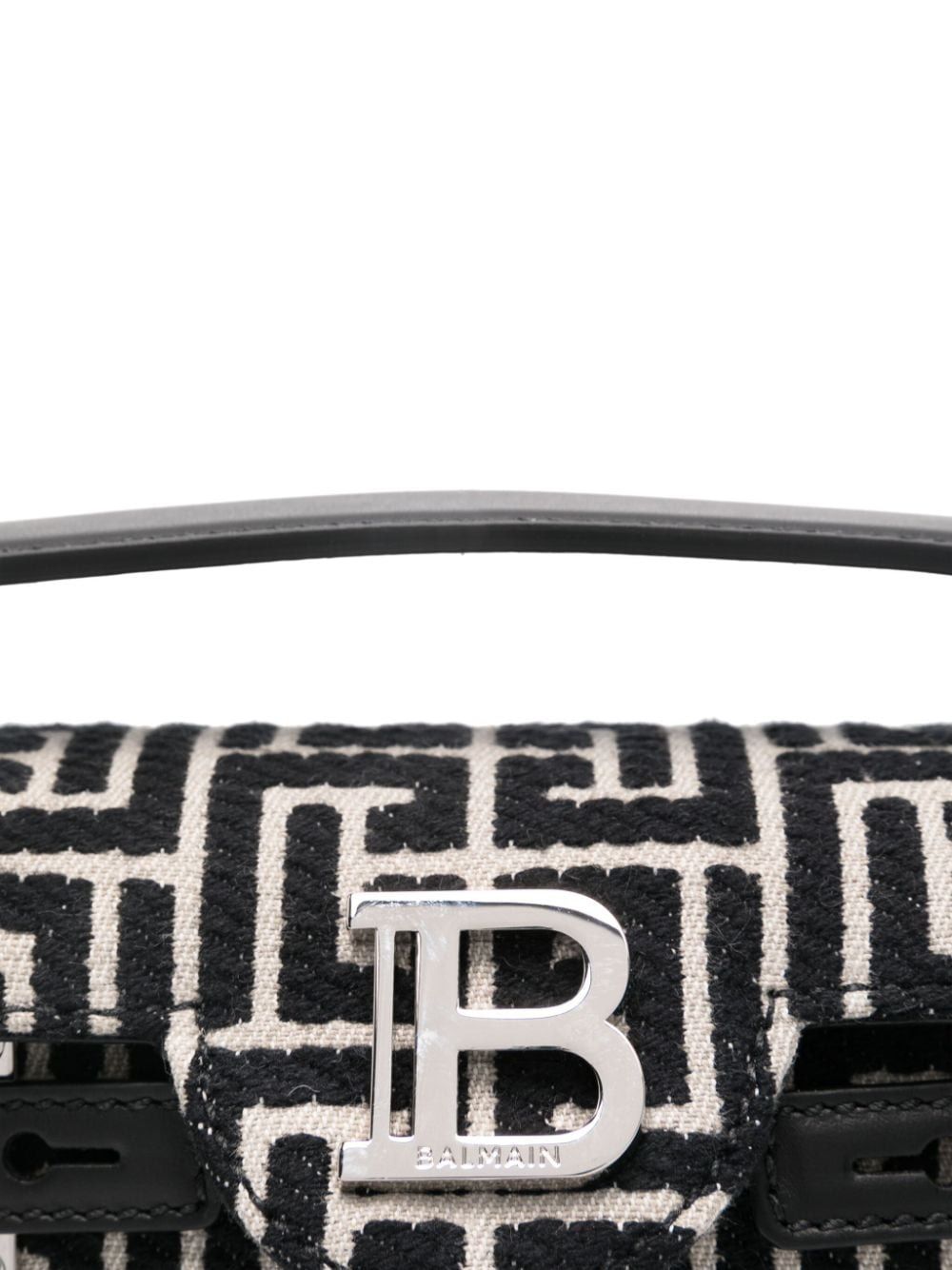 BALMAIN Ivory and Black Monogram Jacquard Mini Handbag