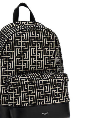 BALMAIN Elegant Monogram Jacquard Mini Backpack