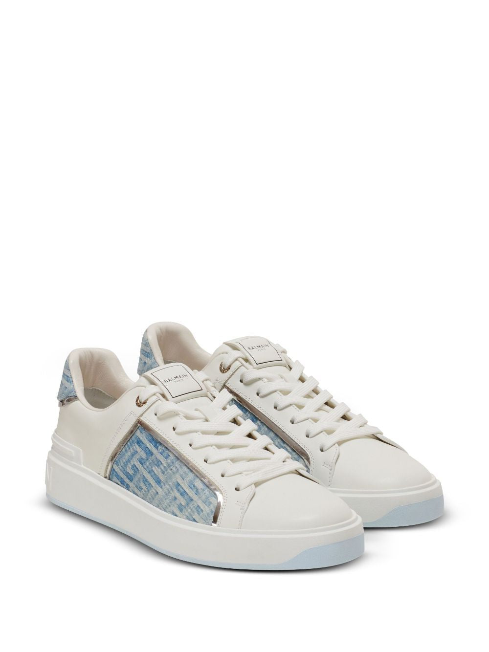 BALMAIN Men's Bcourt Calfskin Denim Sneakers