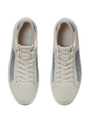 BALMAIN Men's Bcourt Calfskin Denim Sneakers