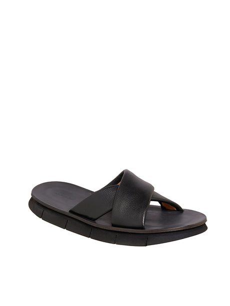 男士夏季必备：高品质黑色真皮沙滩鞋 - 尊贵时尚的选择