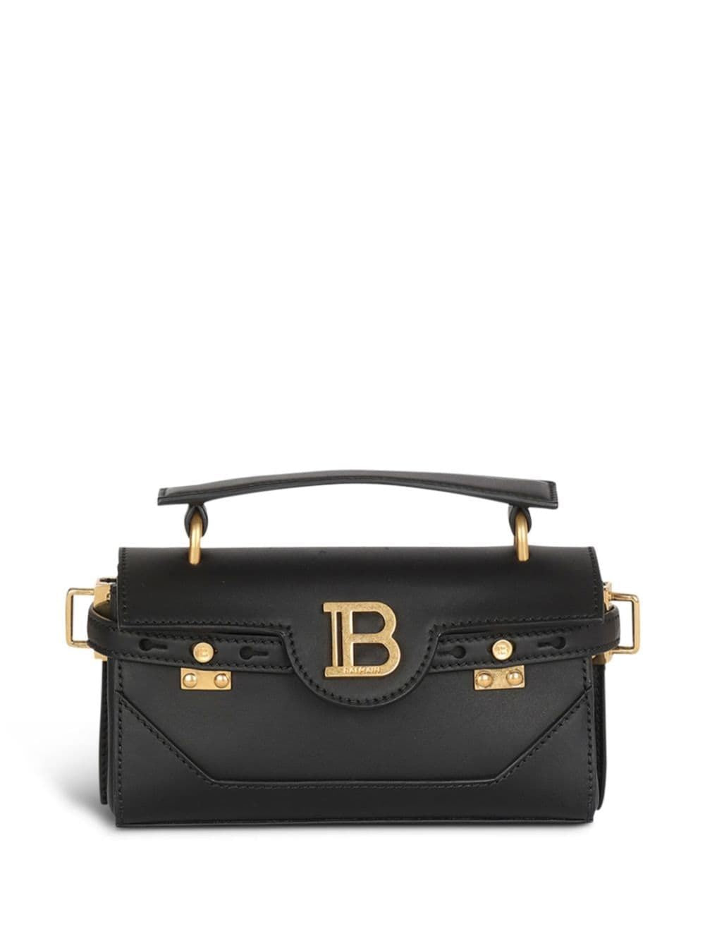 BALMAIN Elegant Mini Leather Clutch with Gold Detailing