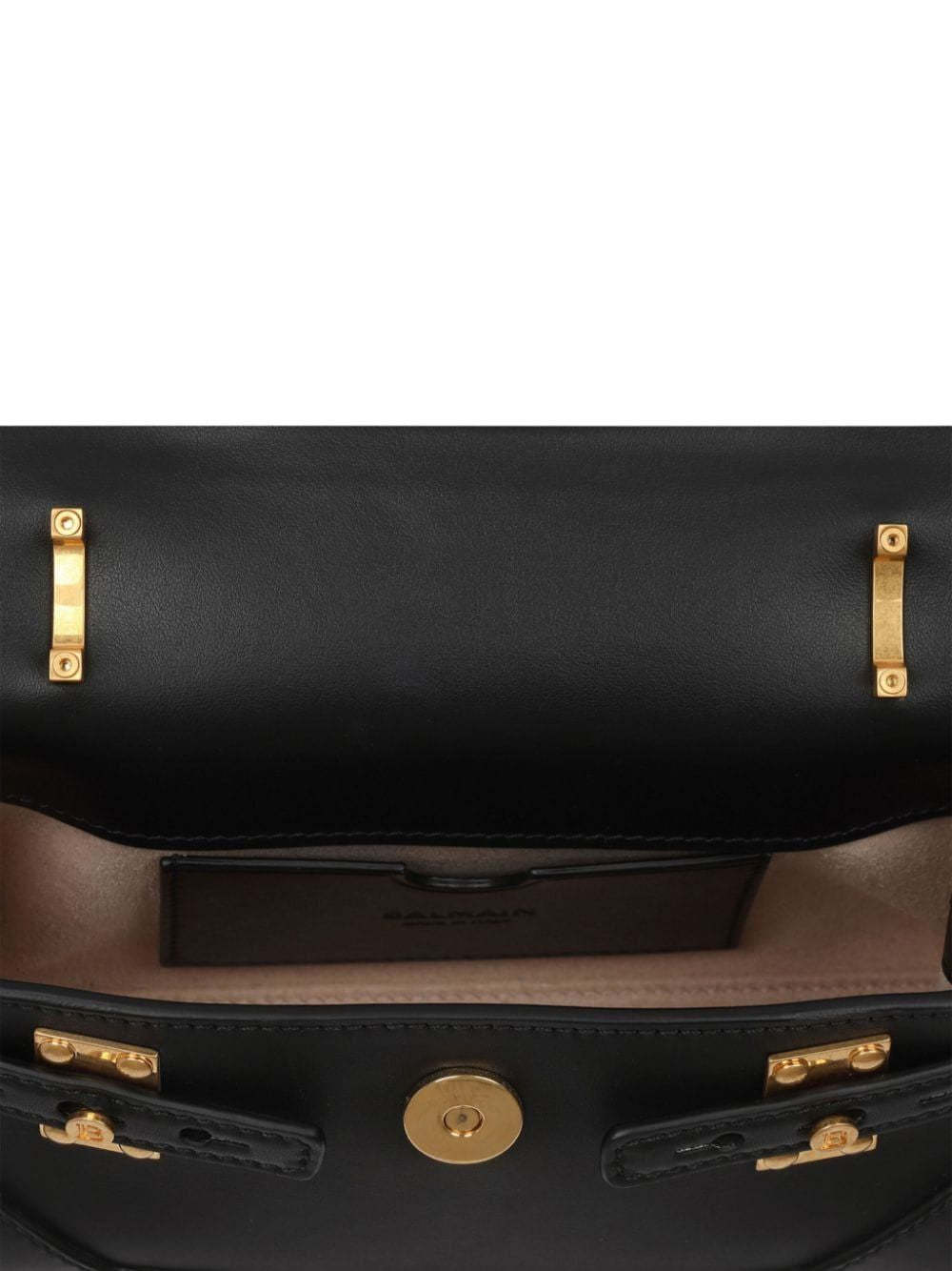 BALMAIN Elegant Mini Leather Clutch with Gold Detailing