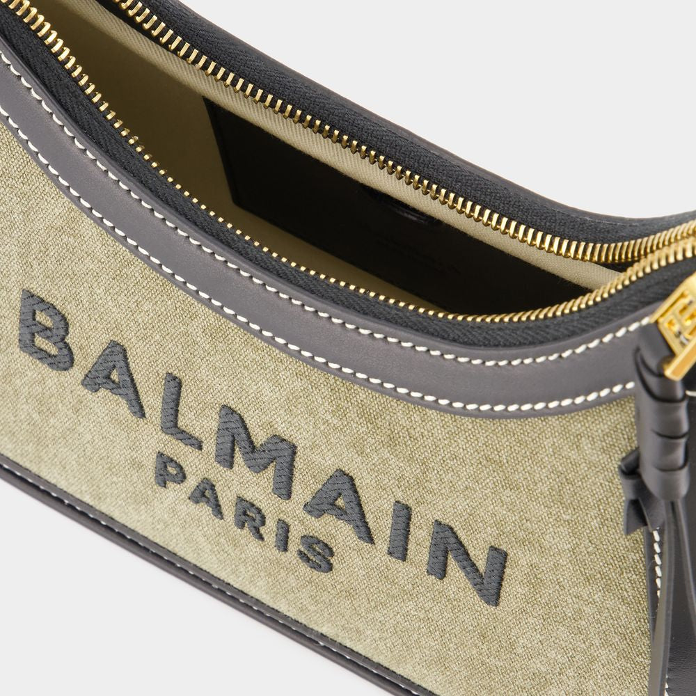 BALMAIN Chic Canvas Mini Shoulder Bag in Khaki