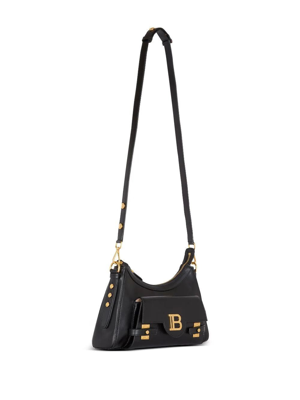 BALMAIN Chic Buzz Hobo Handbag with Golden Logo