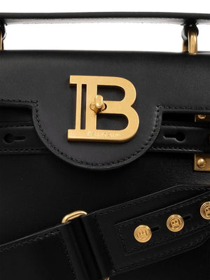 BALMAIN Elegant Black Calf Leather Crossbody Tote