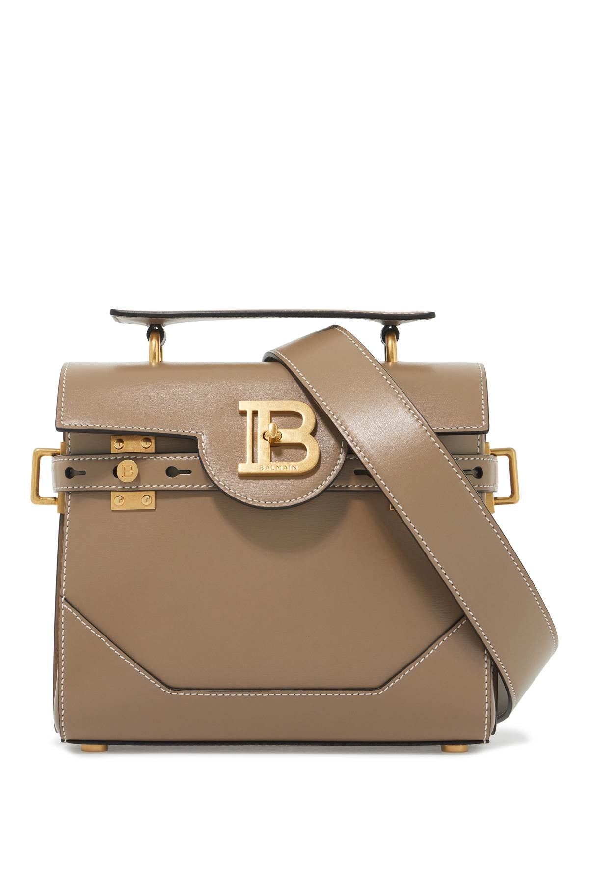 BALMAIN Elegant 23 Mini Calf Leather Handbag with Gold Accents