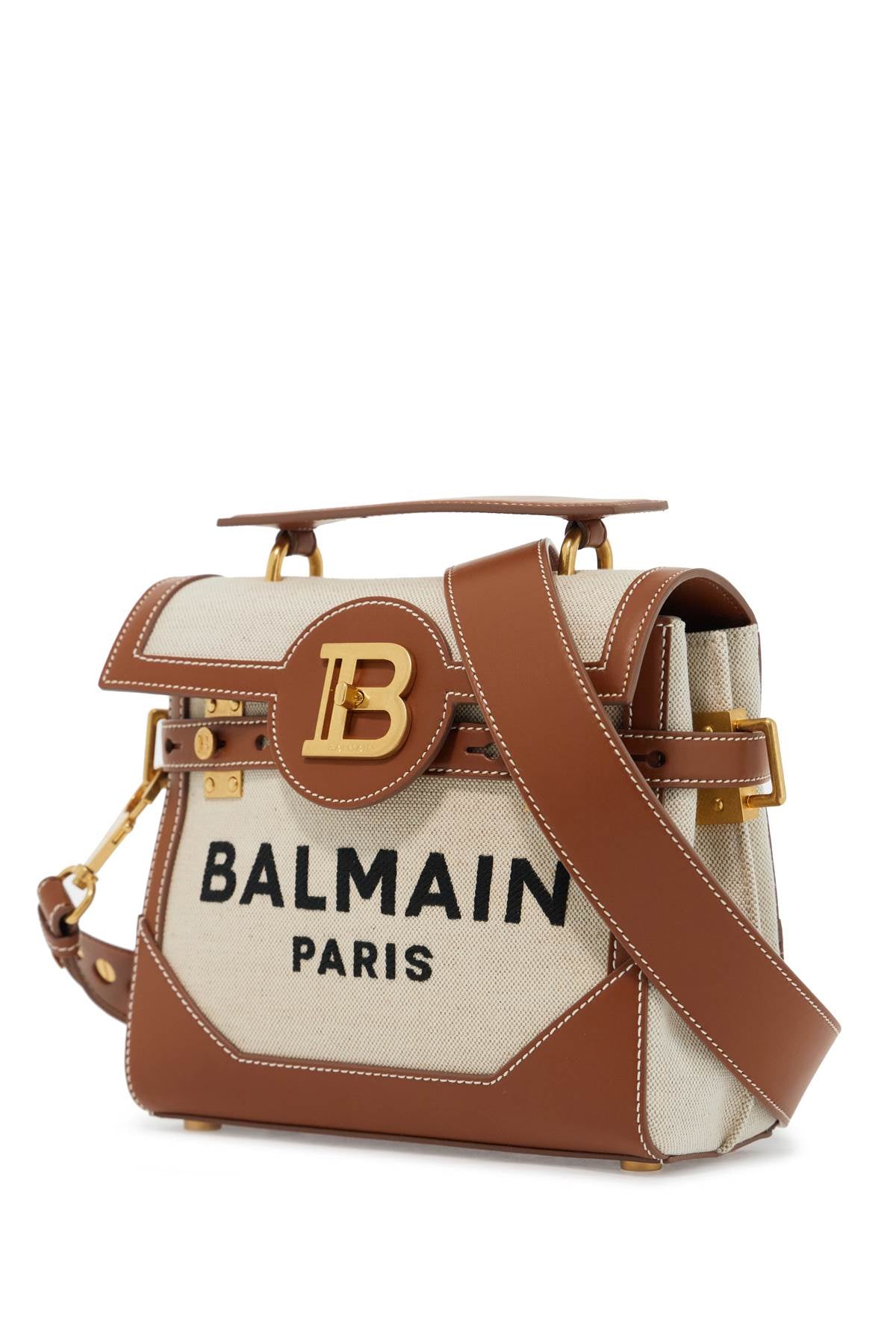 BALMAIN Chic Mini Canvas and Leather Handbag