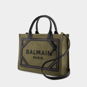 BALMAIN Chic Khaki Canvas Tote