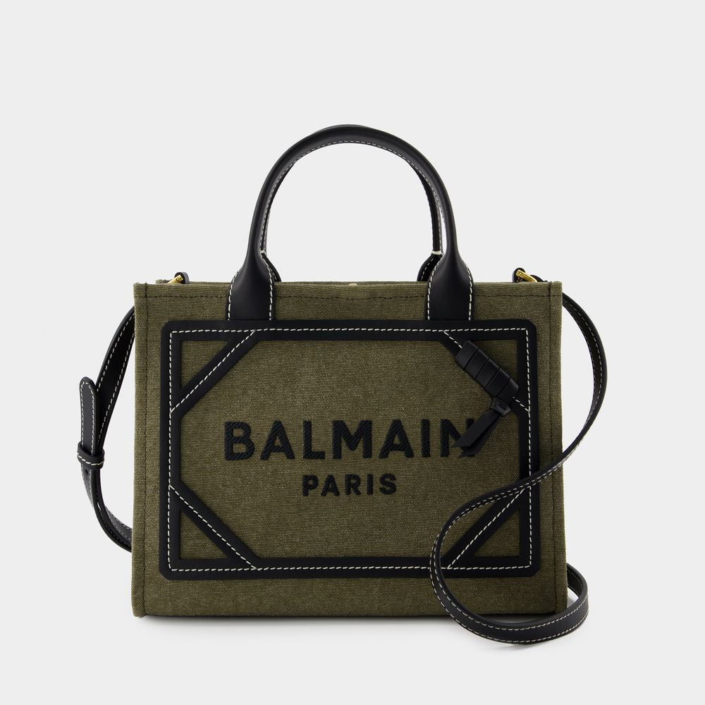 BALMAIN Chic Khaki Canvas Tote