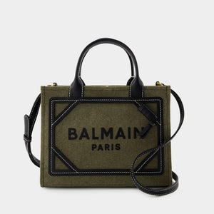 BALMAIN Chic Khaki Canvas Tote