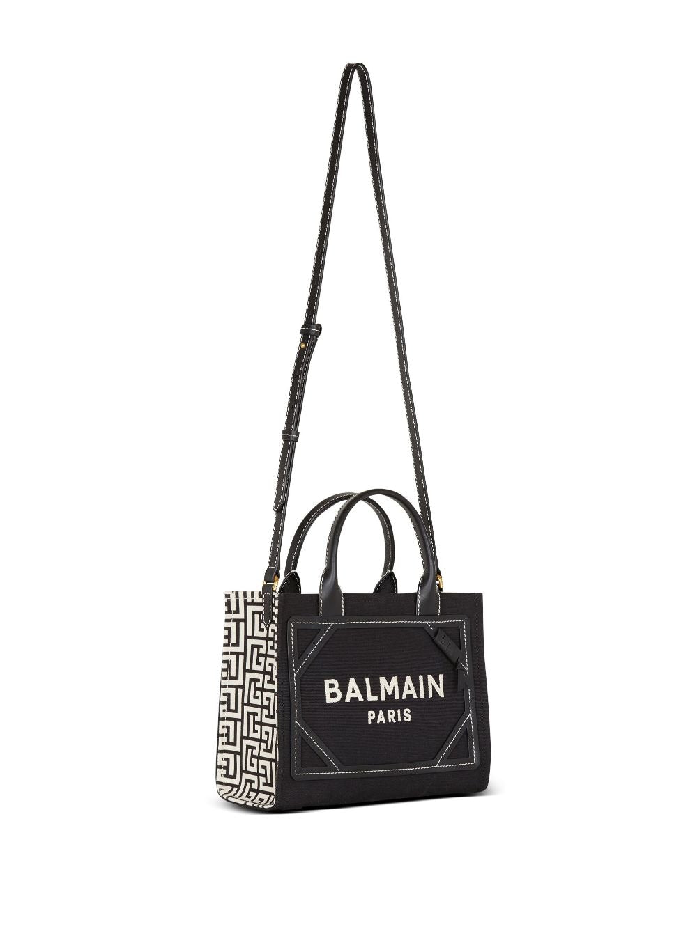 BALMAIN Chic Monogram Mini Tote in Black and White