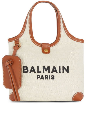 BALMAIN Chic Mini Canvas & Leather Handbag