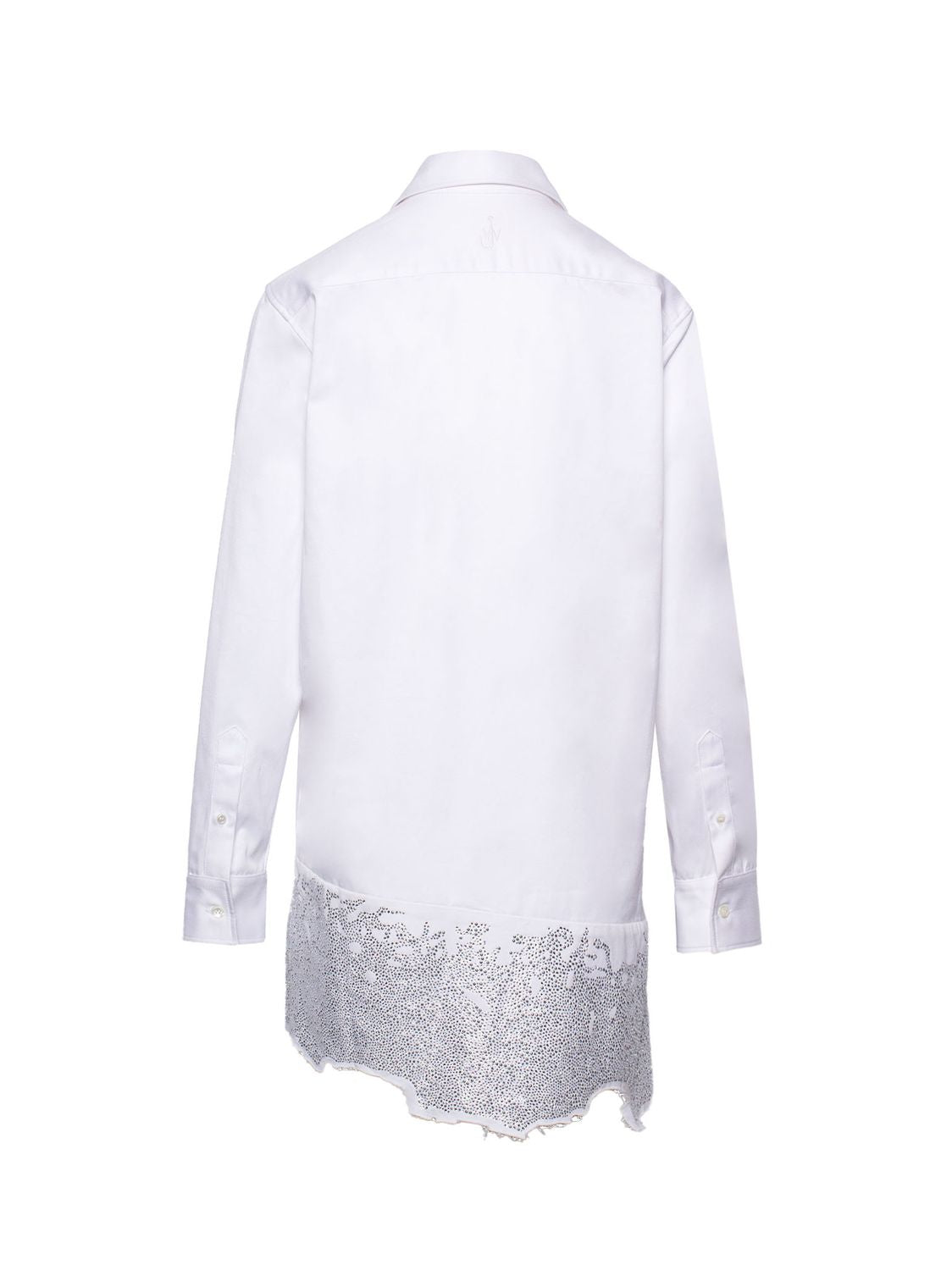 水晶装饰棉质衬衫裙 - 白色