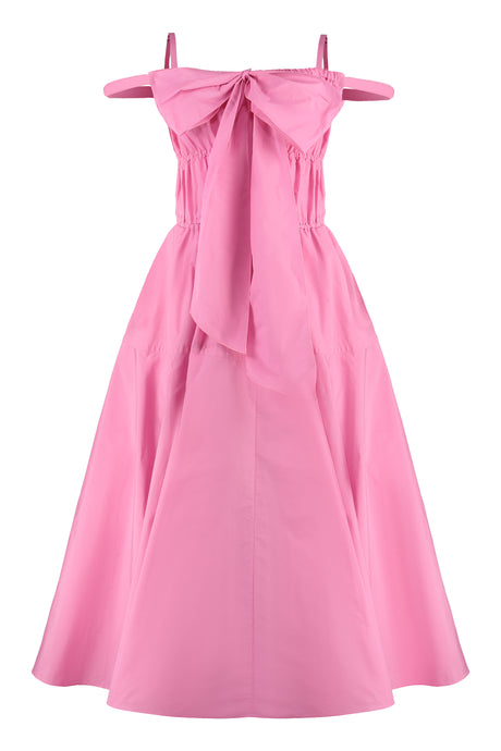 PATOU Gathered Poplin Mini Dress with Front Bow