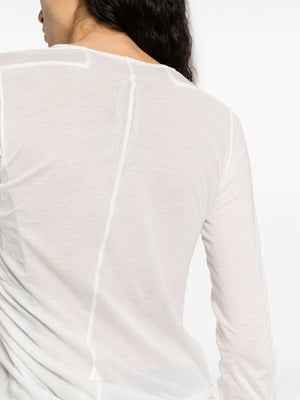 Milk White Cotton T-Shirt with Scarification Design