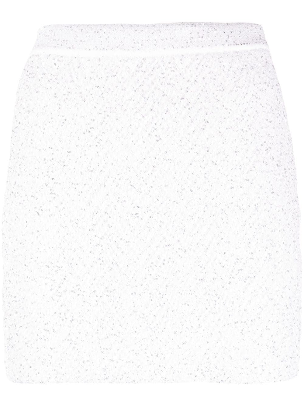 Váy ngắn đính sequin mẫu FW23 cho nữ - Sọc ngang trắng