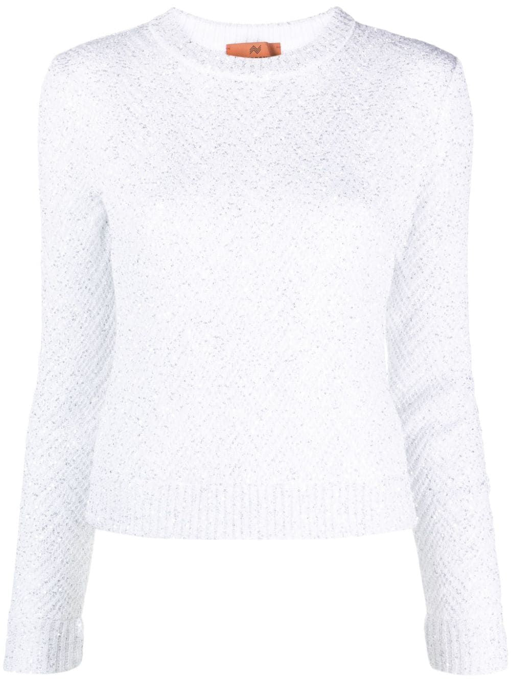 MISSONI White Chevron-Knit Sequin Jumper for Women from FW23 Collection
