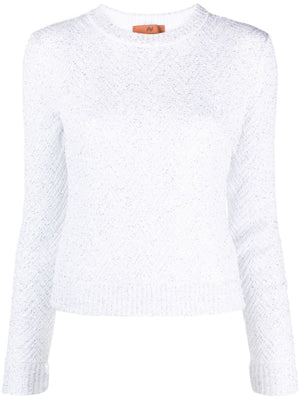 MISSONI White Chevron-Knit Sequin Jumper for Women from FW23 Collection