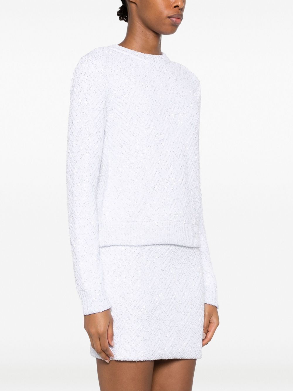 MISSONI White Chevron-Knit Sequin Jumper for Women from FW23 Collection