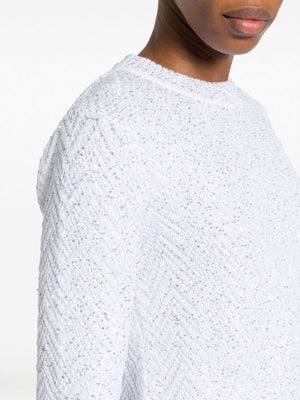 MISSONI White Chevron-Knit Sequin Jumper for Women from FW23 Collection