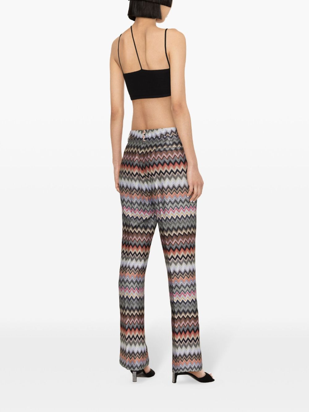 MISSONI Black/Multicolour High-Waisted Flared Trousers