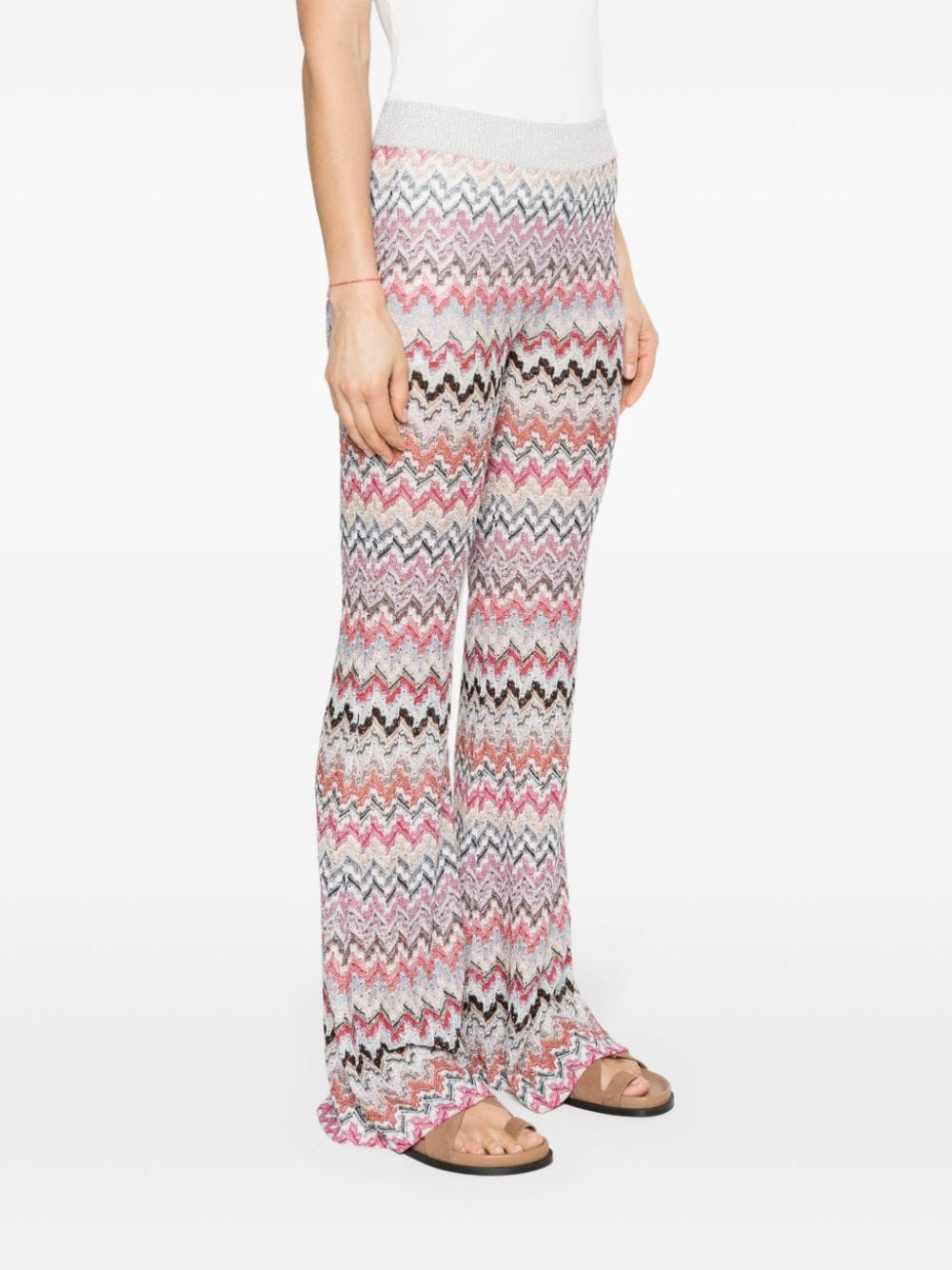 MISSONI Pink Zigzag Flared Trousers for Women | SS24 Collection