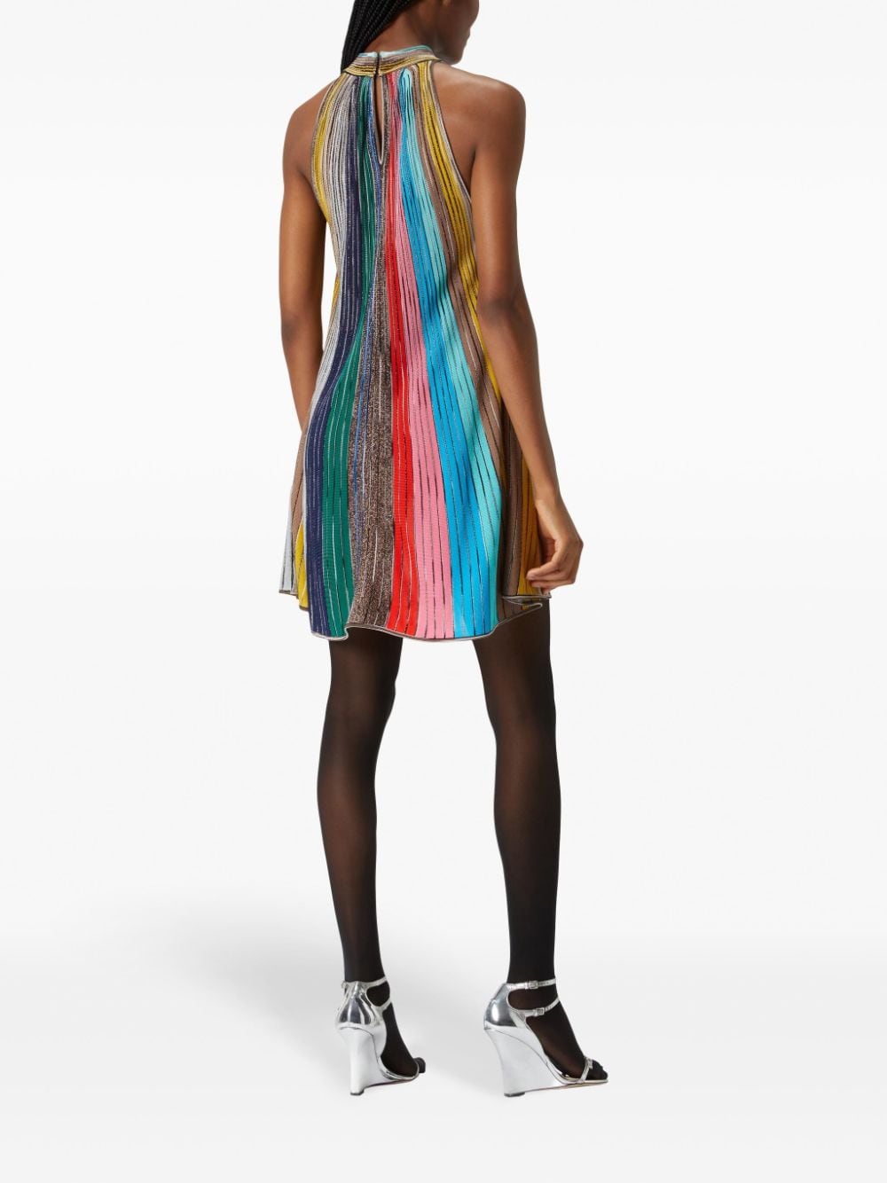 MISSONI Radiant Striped Mini Dress with Metallic Sheen