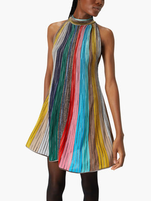 MISSONI Radiant Striped Mini Dress with Metallic Sheen