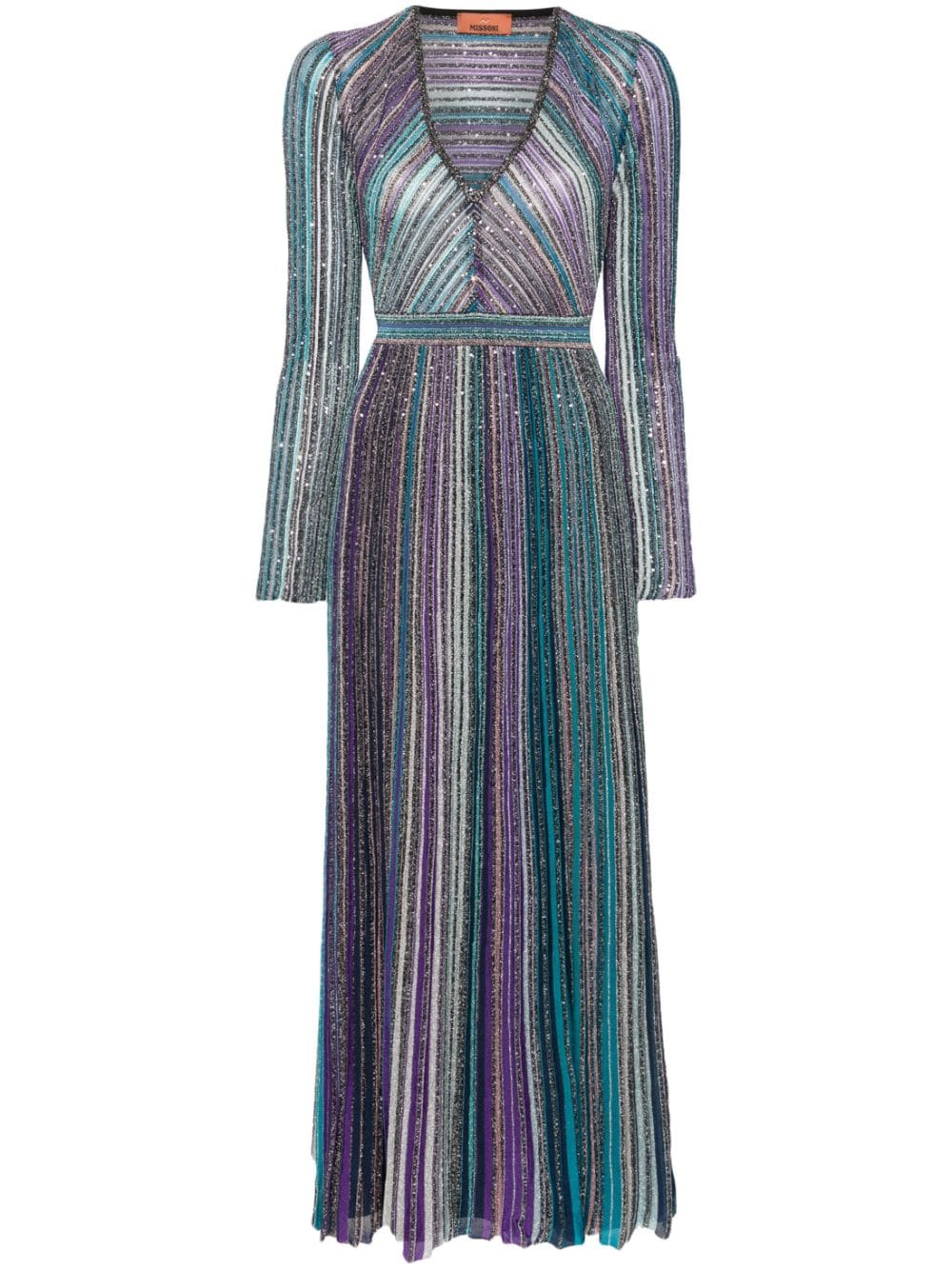 MISSONI Multicoloured Ribbed Knit Dress with Sequins