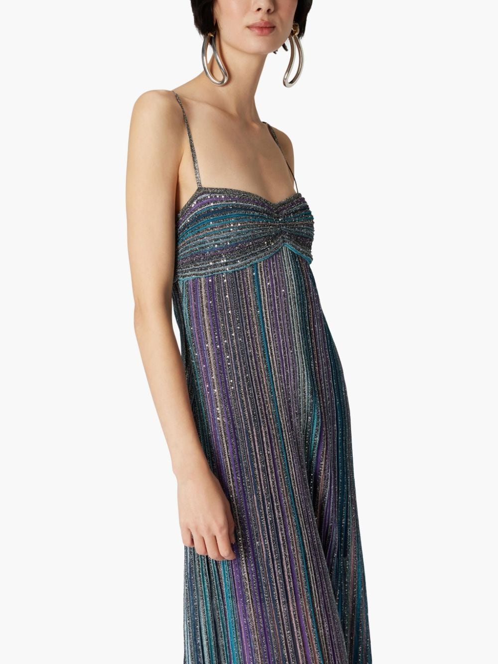 MISSONI Elegant Striped Pleated Long Dress