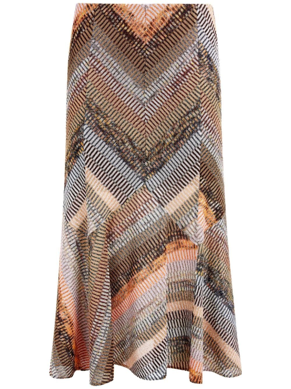 MISSONI Patchwork Shimmer Flared Midi Skirt