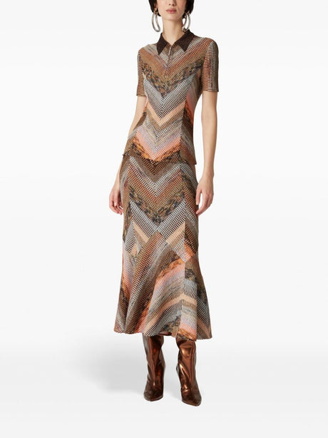 MISSONI Patchwork Shimmer Flared Midi Skirt