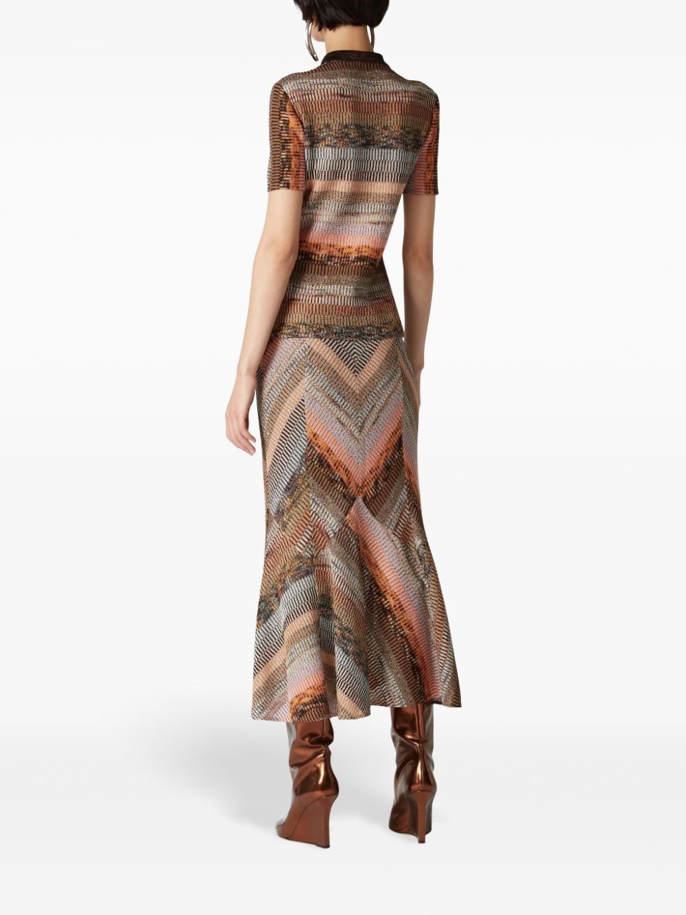 MISSONI Patchwork Shimmer Flared Midi Skirt