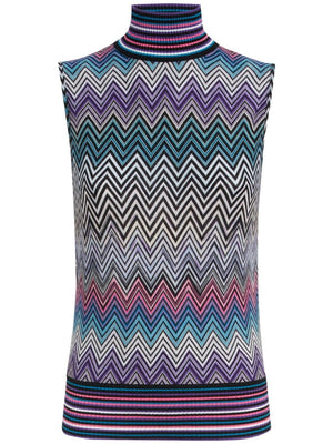 MISSONI Zigzag Wool Top with High Neck