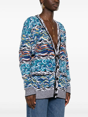 MISSONI Multicolor Wool-Cotton Blend V-Neck Cardigan