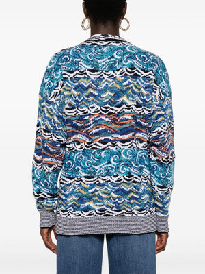 MISSONI Multicolor Wool-Cotton Blend V-Neck Cardigan