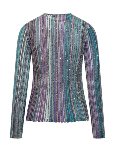 MISSONI Luxury Textured Knit Crew Neck Sweater